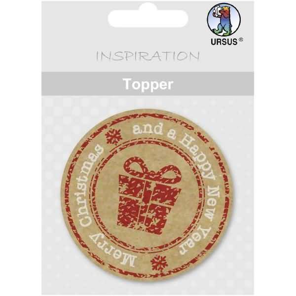 Topper Motiv Kraftkarton braun/rot Motiv 19 Merry Christmas and