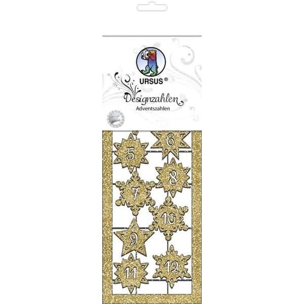 Designzahlen 'Adventszahlen' gold VE=2 Blatt