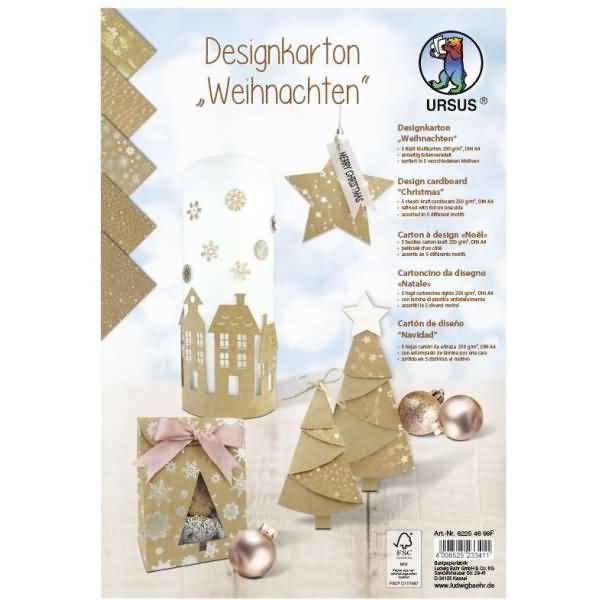 Designkarton Weihnachten 250g/qm A4 VE=5 Blatt sortiert