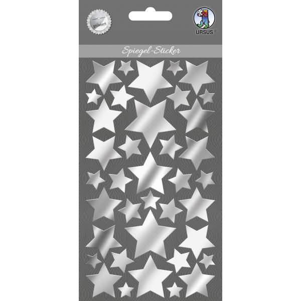 Spiegel-Sticker silber Sterne Motiv 05