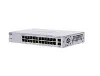 Ein grauer Ethernet-Netzwerk-Switch mit mehreren nach vorne ausgerichteten Anschlüssen auf weißem Hintergrund.
