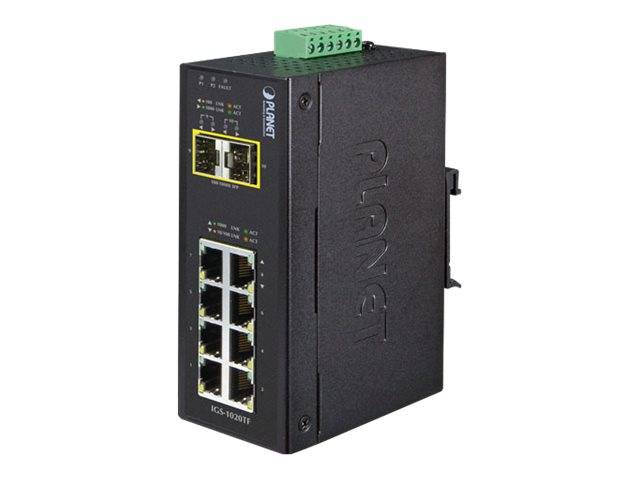 PLANET IGS-1020TF - Switch - unmanaged - 8 x 10/100/1000 + 2 x Gigabit SFP