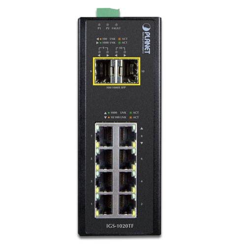PLANET IGS-1020TF - Switch - unmanaged - 8 x 10/100/1000 + 2 x Gigabit SFP