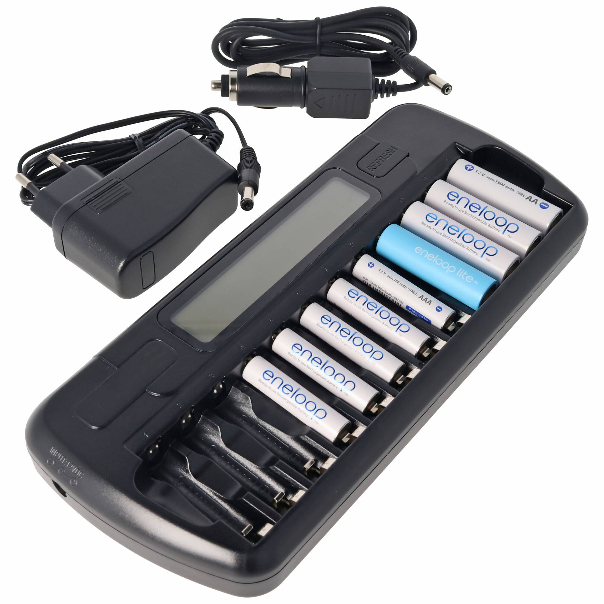 Microprozessor-gesteuertes NIMH Ladegerät mit LCD-Display für 1-12 AA oder AAA Akkus