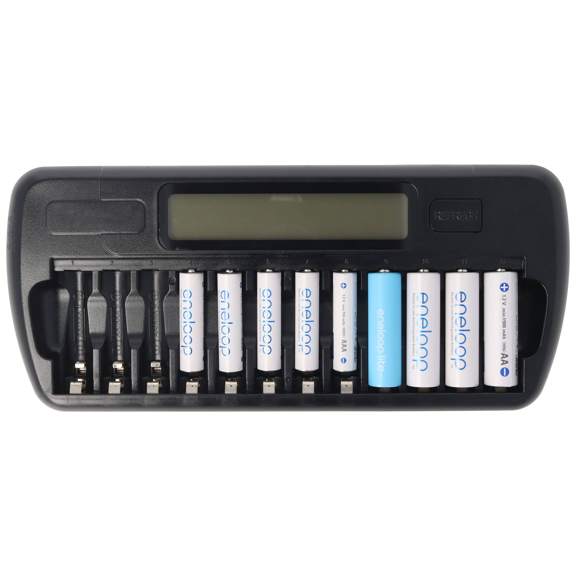Microprozessor-gesteuertes NIMH Ladegerät mit LCD-Display für 1-12 AA oder AAA Akkus
