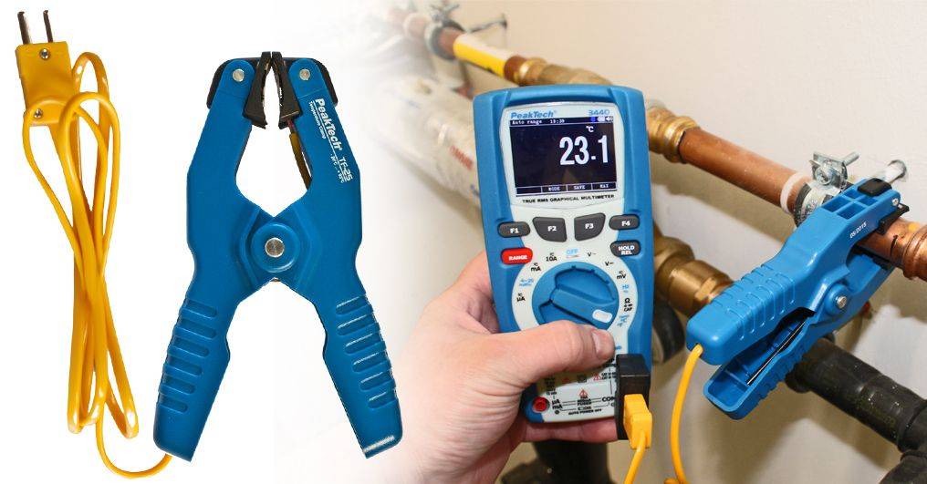 Temperatur-Fühler: Zangenbauform ~ -20 ... +200°C ~ Typ-K