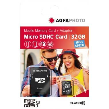 AgfaPhoto Speicherkarte MicroSDHC 10581 Class 10 UHS-1 32GB +Adapter