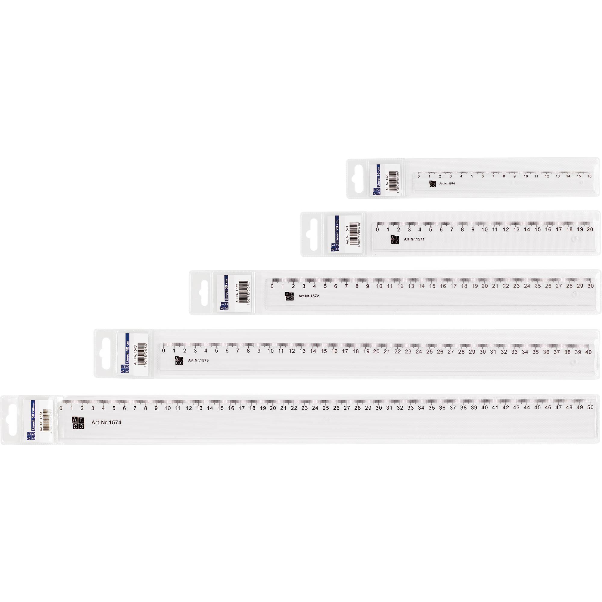 ALCO Lineal 1570 16cm Facette Tuschekante Kunststoff tr