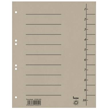 Bene Trennblatt 97300GR DIN A4 Karton grau
