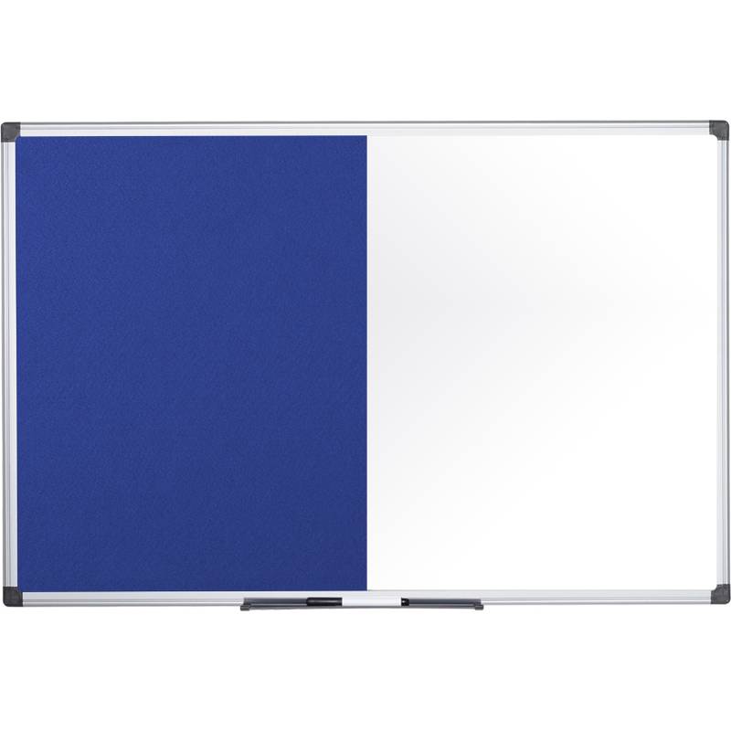 Bi-Office Kombitafel, Weißwand / Filz, blau, 600 x 450 mm