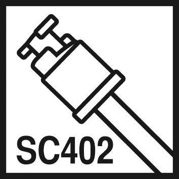 Eine Linienzeichnung eines SCART-Kabels, beschriftet mit 'SC402'.