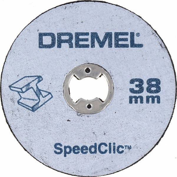 Dremel 38 mm SpeedClic Trennscheibe, entwickelt für schnelles Zubehörwechseln, mit SpeedClic-Logo auf der linken Seite.