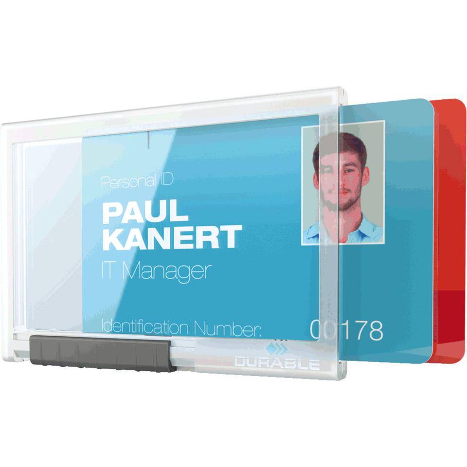 DURABLE Pushbox Duo, für zwei Ausweise, Acryl, Innenmaß 54x87mm,10/VE