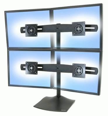 Ergotron DS100 Quad-Monitor Desk Stand - Aufstellung - für 4 LCD-Anzeigen - Aluminium, Stahl - Schwarz - Bildschirmgröße: bis zu 61 cm (bis zu 24