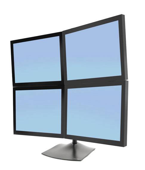 Ergotron DS100 Quad-Monitor Desk Stand - Aufstellung - für 4 LCD-Anzeigen - Aluminium, Stahl - Schwarz - Bildschirmgröße: bis zu 61 cm (bis zu 24