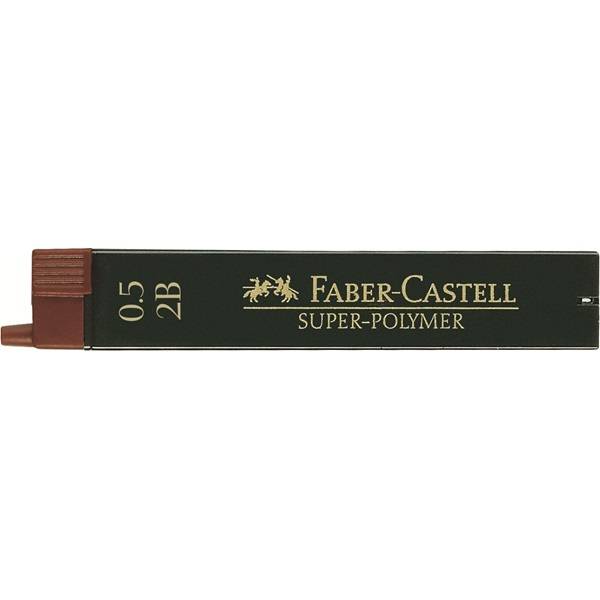 FABER-CASTELL Super-Polymer - Bleistiftmine - Superpolymer - 2B - Intense Black - 0.5 mm (Packung mit 12)