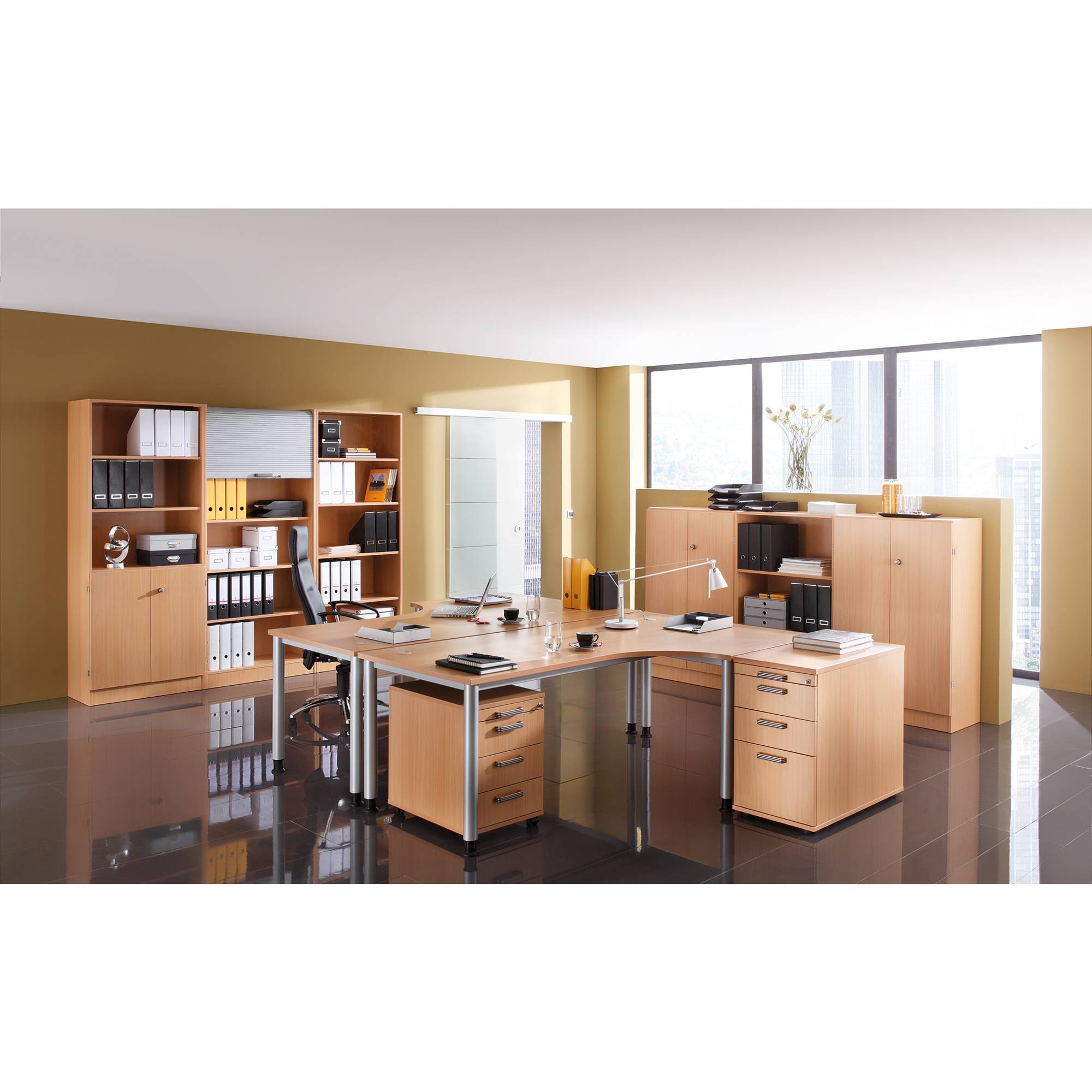 Hammerbacher Schiebetürenschrank V1752S/W/S/RE weiß/silber