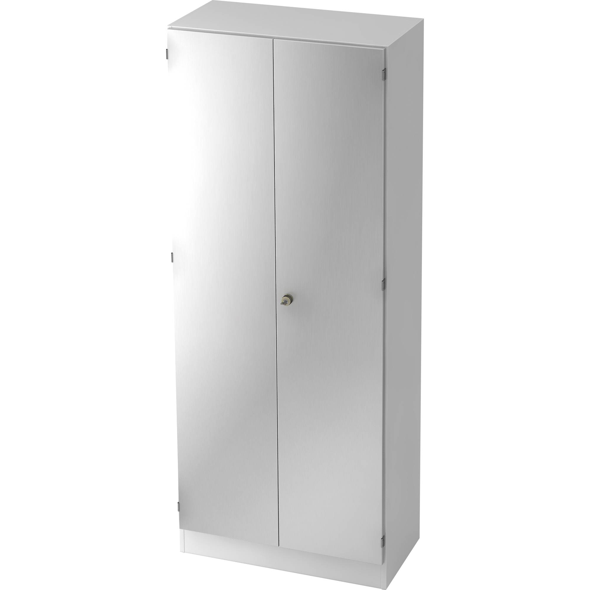 Schrank Solid 5 OH BxTxH 80x42x200,4cm Sockelblende Griff SG Weiß/Silber