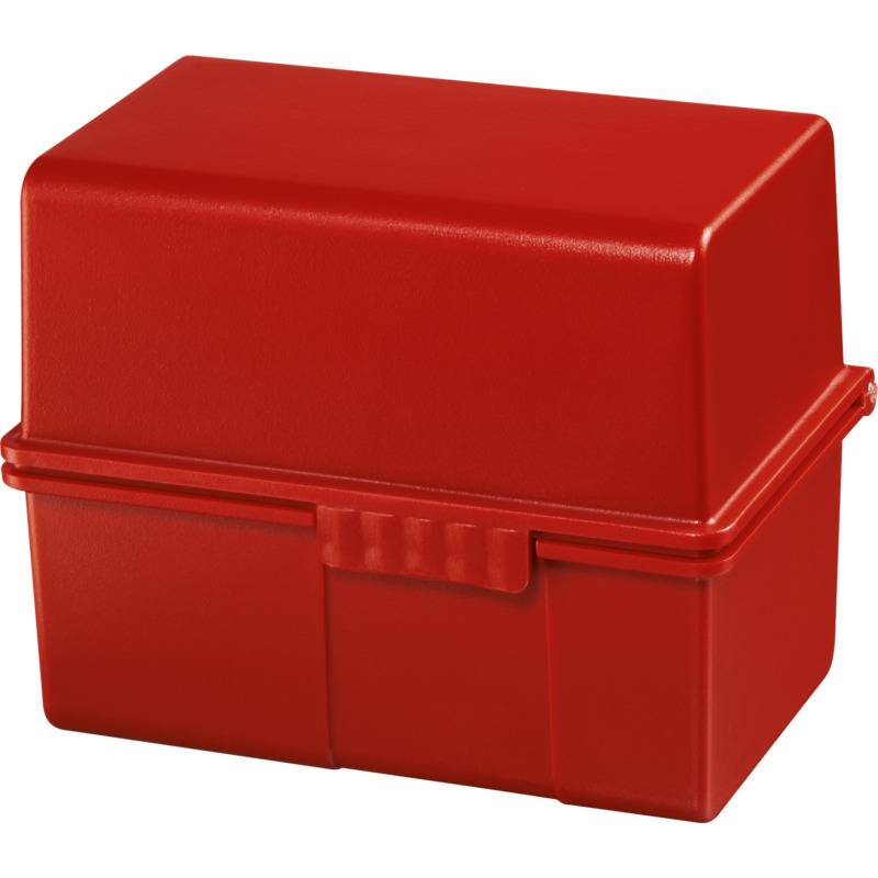 HAN Karteikasten, Polystyrol, A8 quer, rot, bestückt