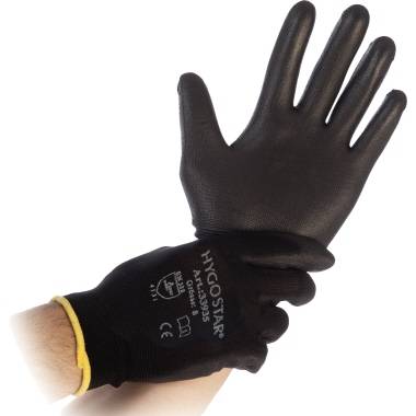 HYGOSTAR Arbeitshandschuh BLACK ACE 33936 Polyester S sw 12Paar