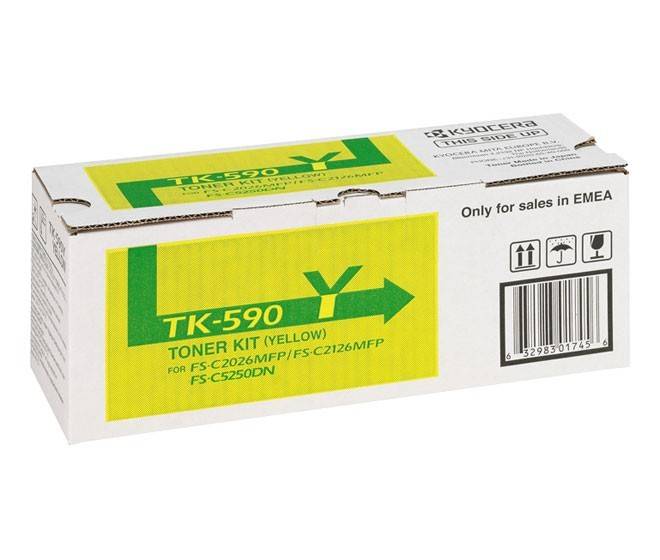TK-590 Gelb Tonersatz-Kit für Kyocera-Drucker FS-C2026MFP/FS-C2126MFP/FS-C5250DN, zur Vermarktung in EMEA gekennzeichnet.