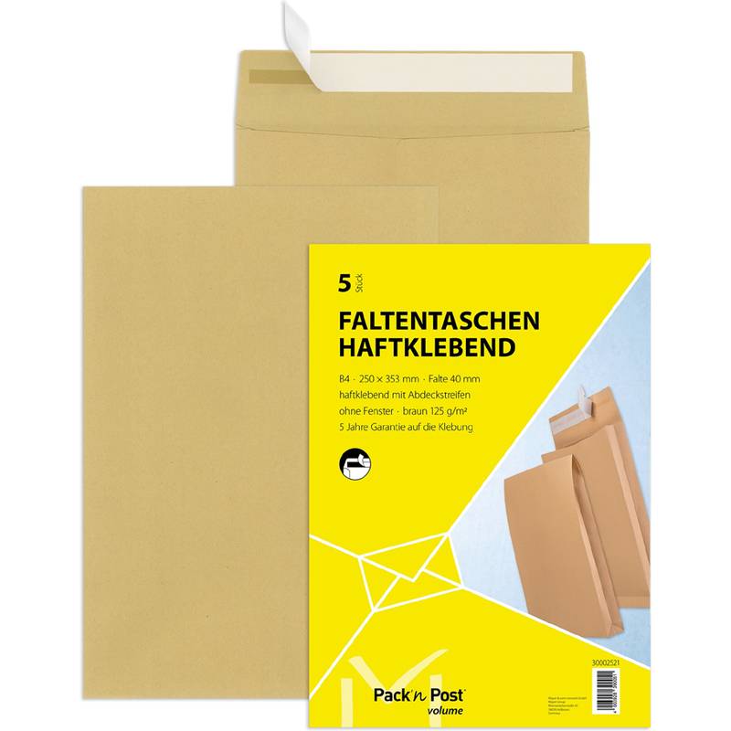 MAILmedia Faltenversandtasche mit Haftklebestreifen, B4