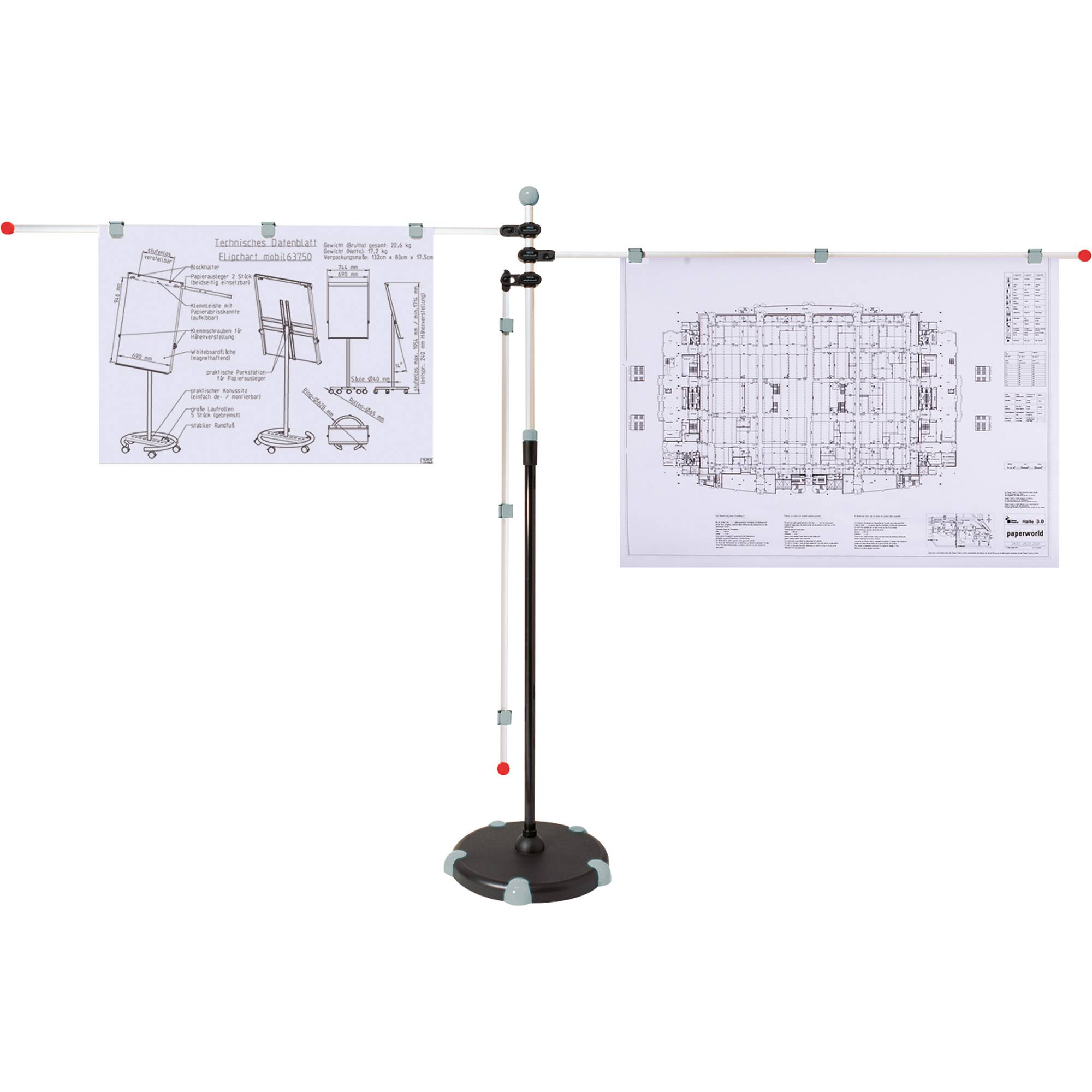 MAUL Planhalter Mobilpresenter 6256084 3Arme Aluminium grau