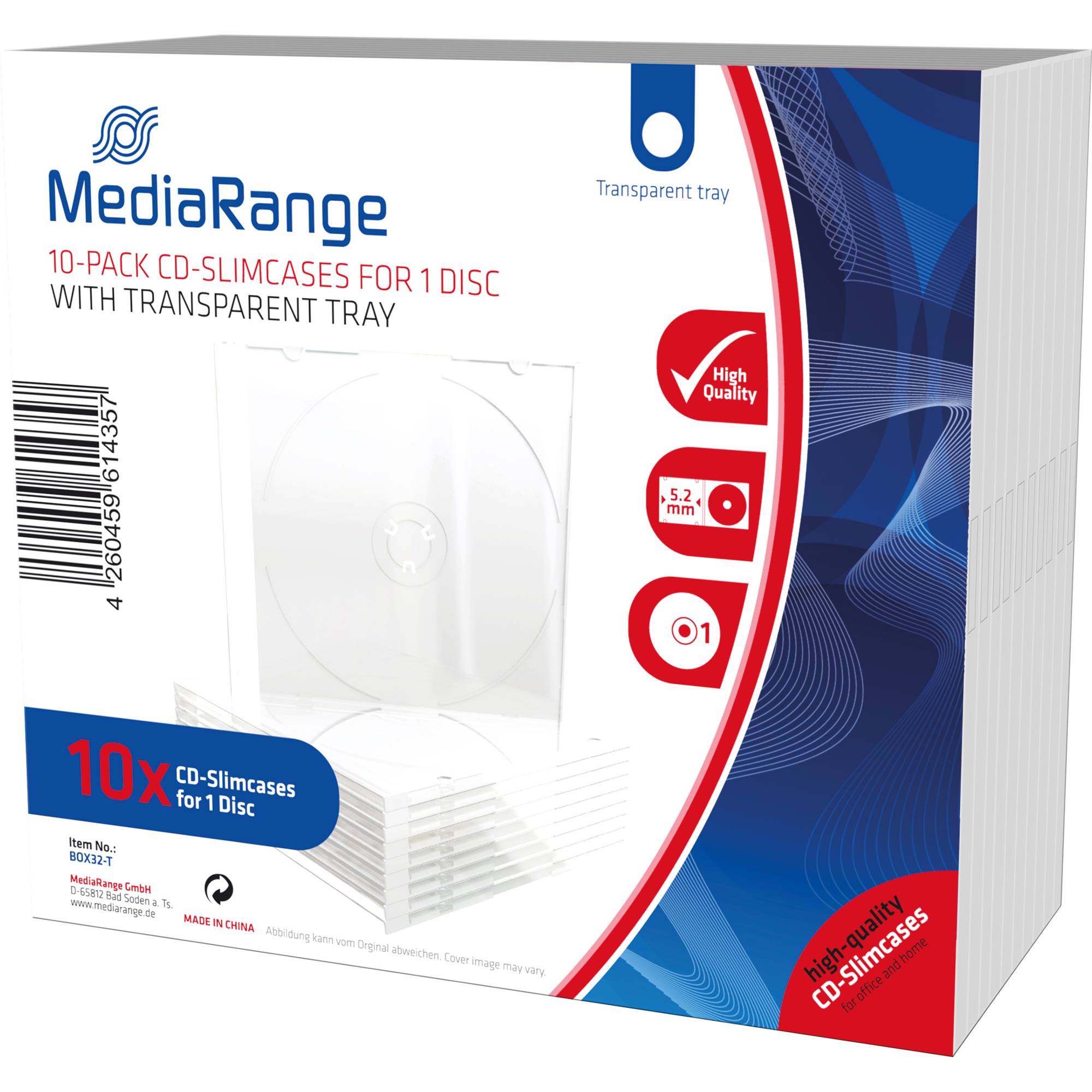 MediaRange CD-Hülle Slimcase BOX32-T tr 10 St./Pack.