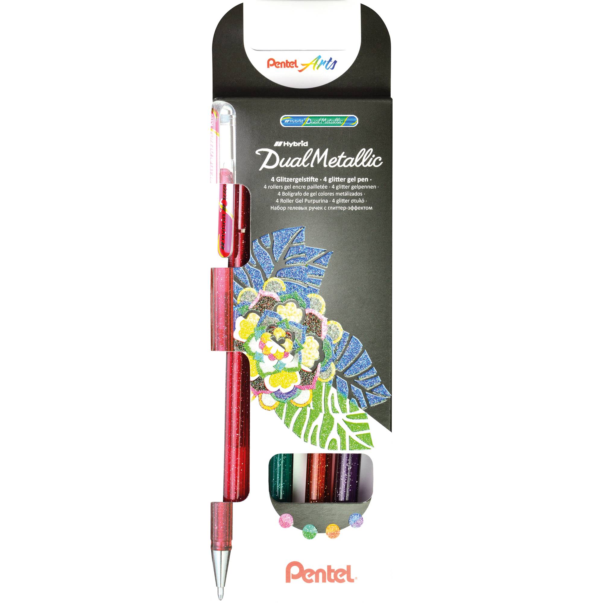 Pentel Gelroller Dual Metallic K110-4COL 0,5mm sort. 4 St./Pack.