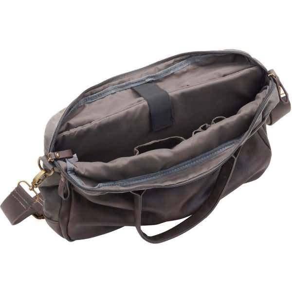 Laptoptasche Mystify 42x32x6cm Canvas-Lederimitat-Mix grau/braun