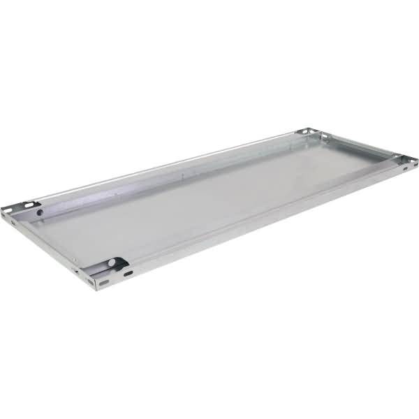 Rechteckiges Metalltablett mit erhöhten Kanten und Befestigungslöchern, gezeigt auf weißem Hintergrund.