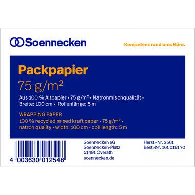Soennecken Packpapier 3561 100cmx5m Altpapier natronbraun - Artikel: 161019170