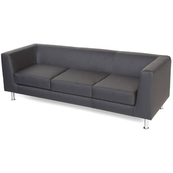 Wartezimmer-Sofa 3-Sitzer Kunstleder schwarz