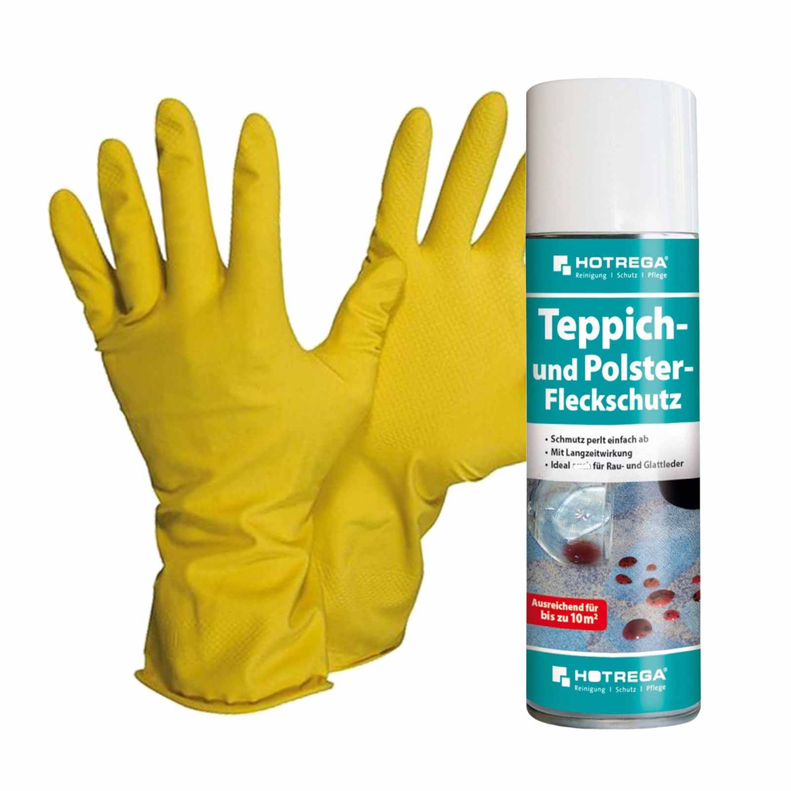 HOTREGA Teppich und Polster Fleckschutz 300 ml inkl. Haushaltshandschuhe Gr. 10