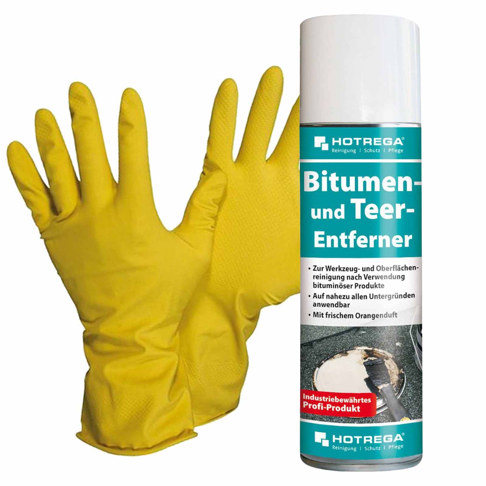 HOTREGA Bitumen und Teer Entferner 300 ml SET + NITRAS Handschuhe Gr. 10