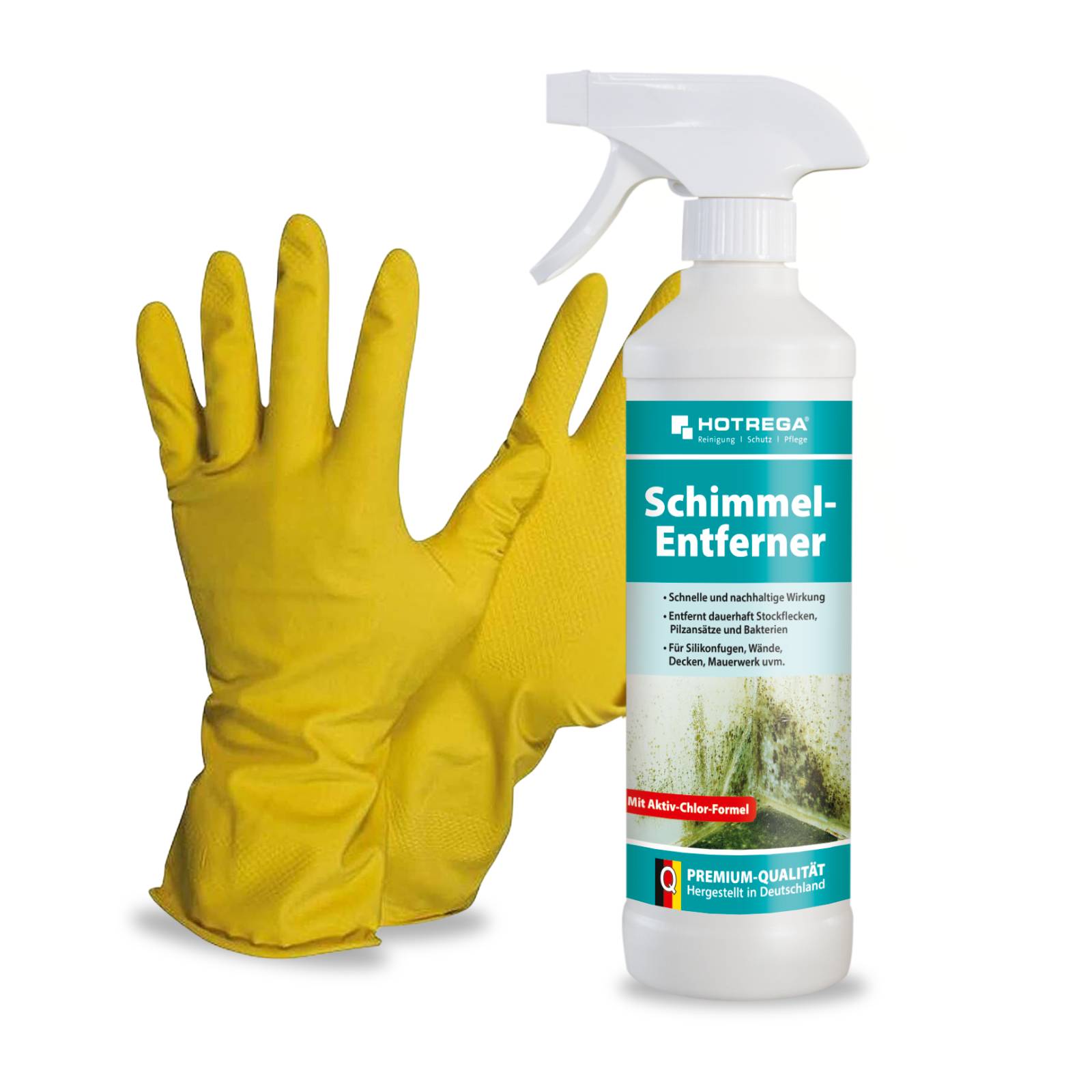 HOTREGA Schimmel Entferner 500 ml SET + NITRAS Handschuhe Gr. 10
