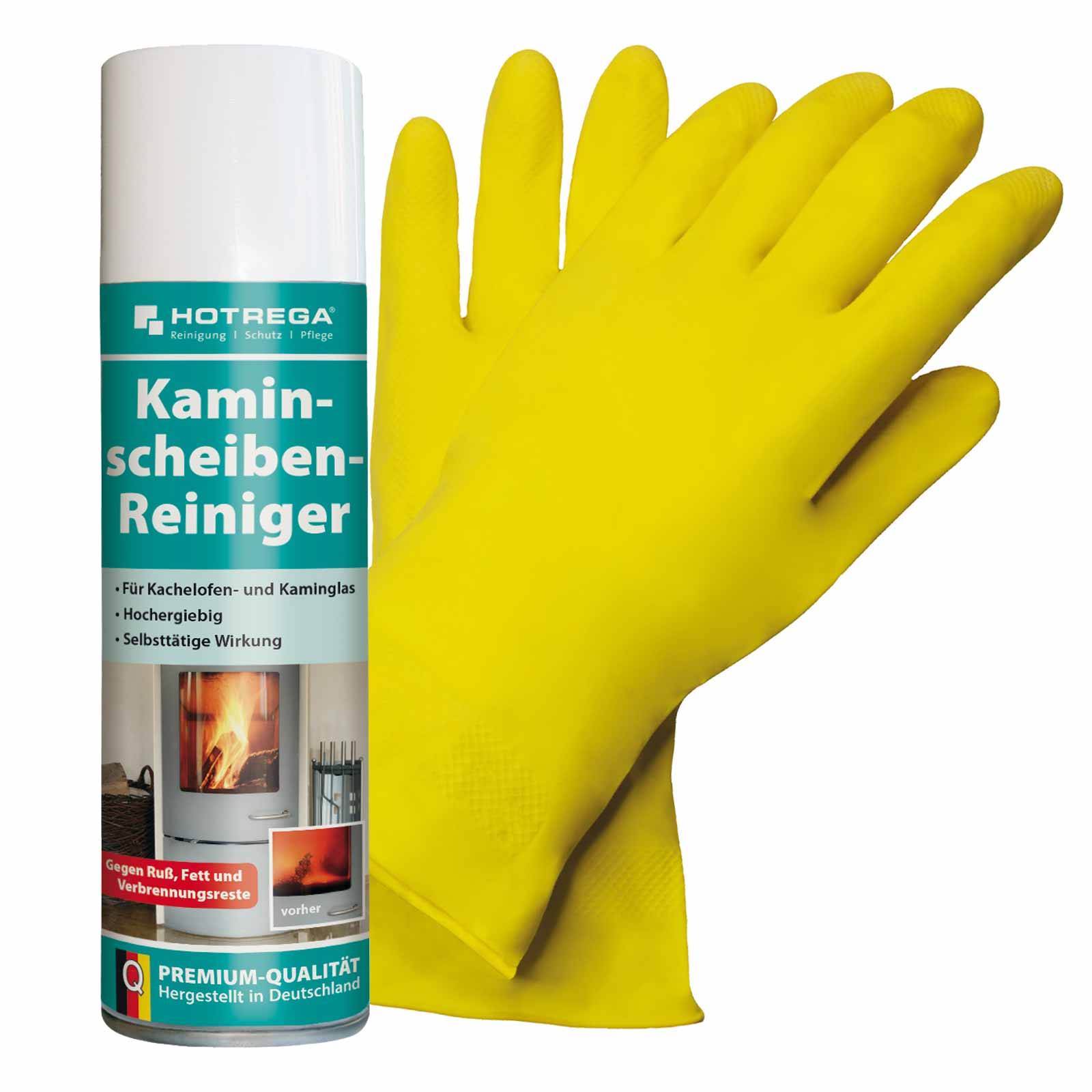 HOTREGA Kaminscheiben Reiniger 300ml inkl. Handschuhe Gr. 10