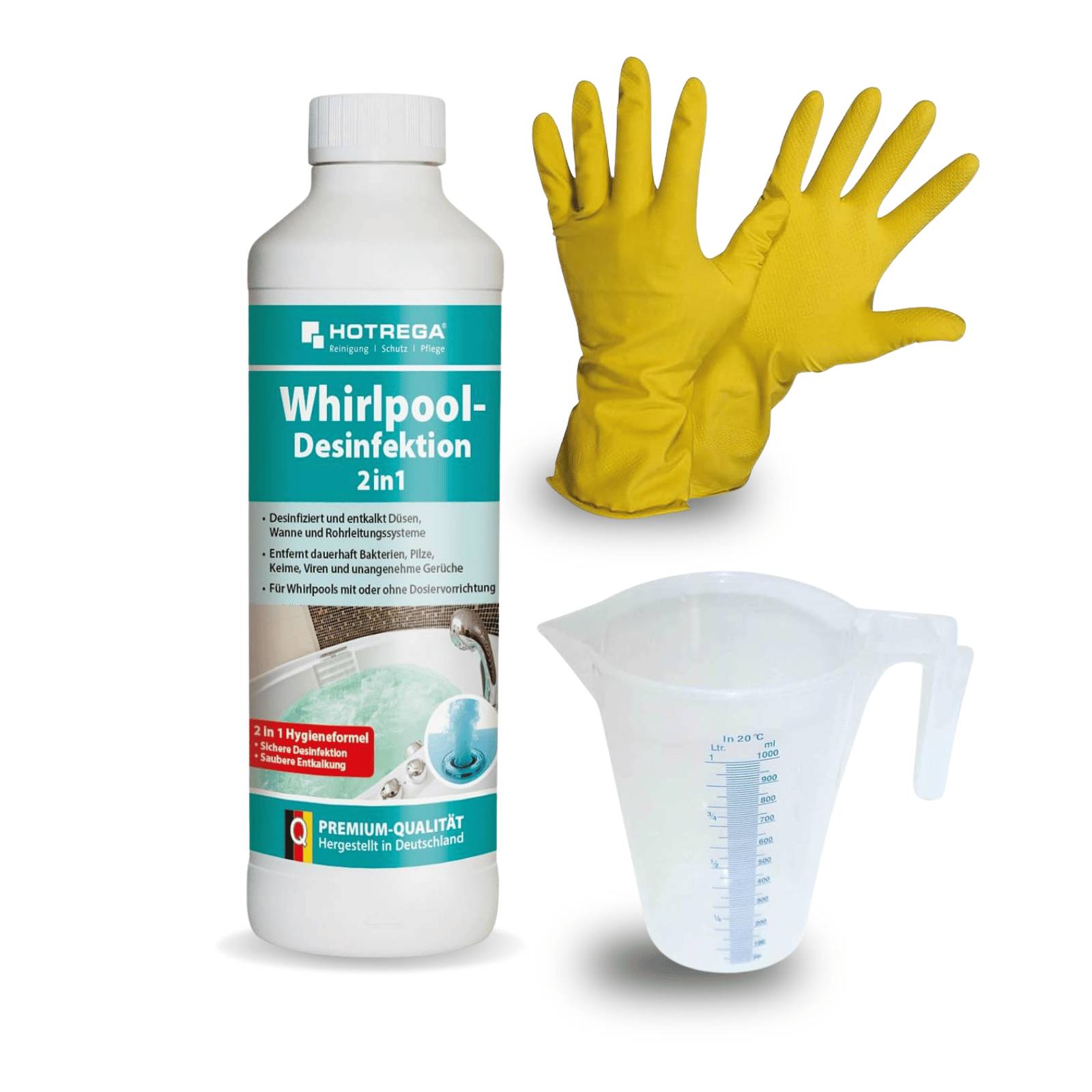 HOTREGA Whirlpool Desinfektion 2in1 Konzentrat 500 ml SET + Messbecher 1L