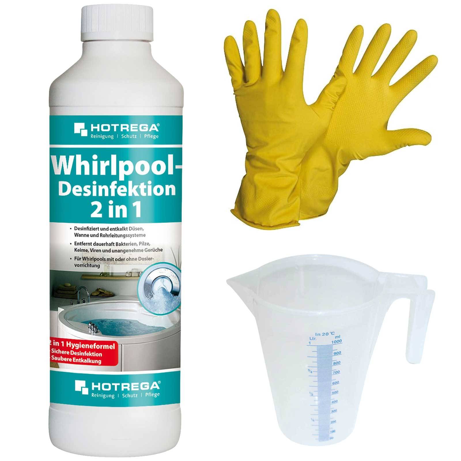 HOTREGA Whirlpool Desinfektion 2in1 Konzentrat 500 ml SET + Messbecher 1L