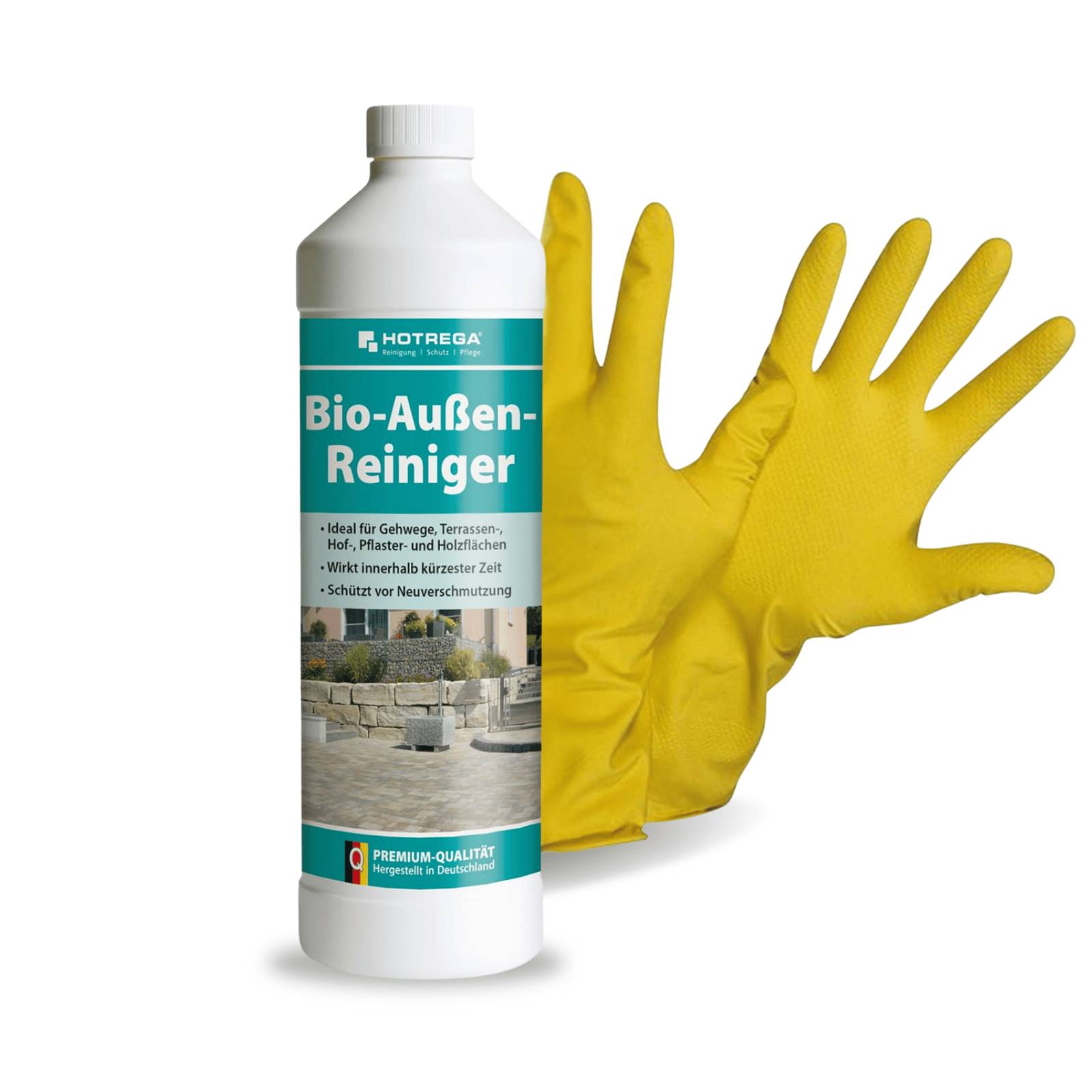 HOTREGA Bio Außen Reiniger 1L inkl. Handschuhe Gr. 10