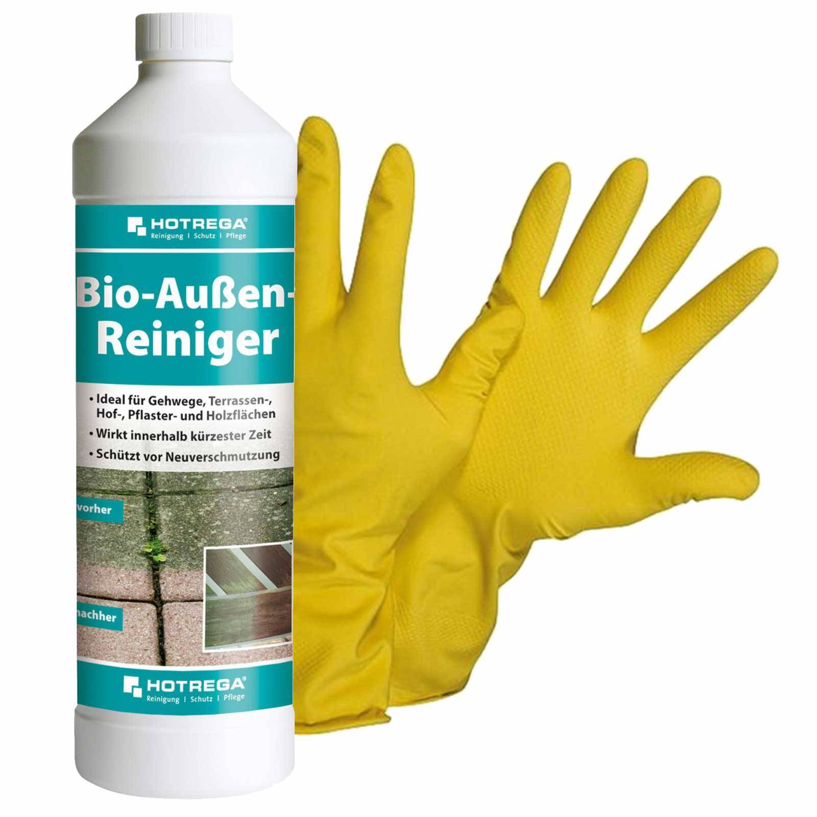 HOTREGA Bio Außen Reiniger 1L inkl. Handschuhe Gr. 10