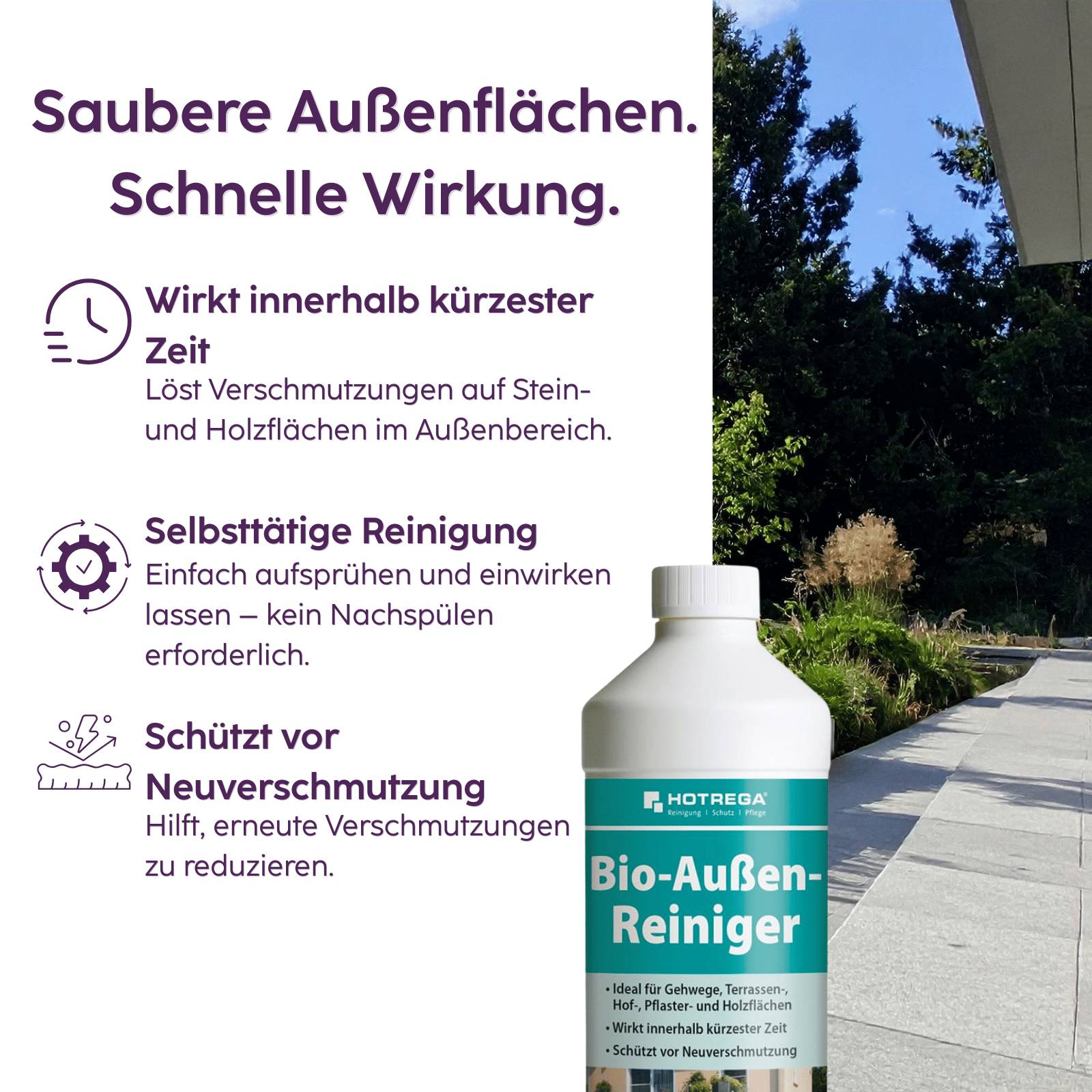 HOTREGA Bio Außen Reiniger 1L inkl. Handschuhe Gr. 10