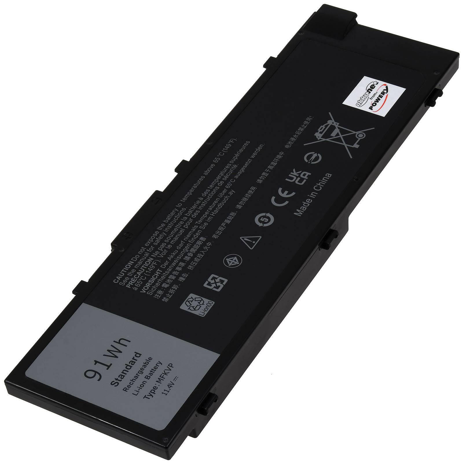 Schwarzes Laptop-Akkupack mit der Aufschrift „91Wh