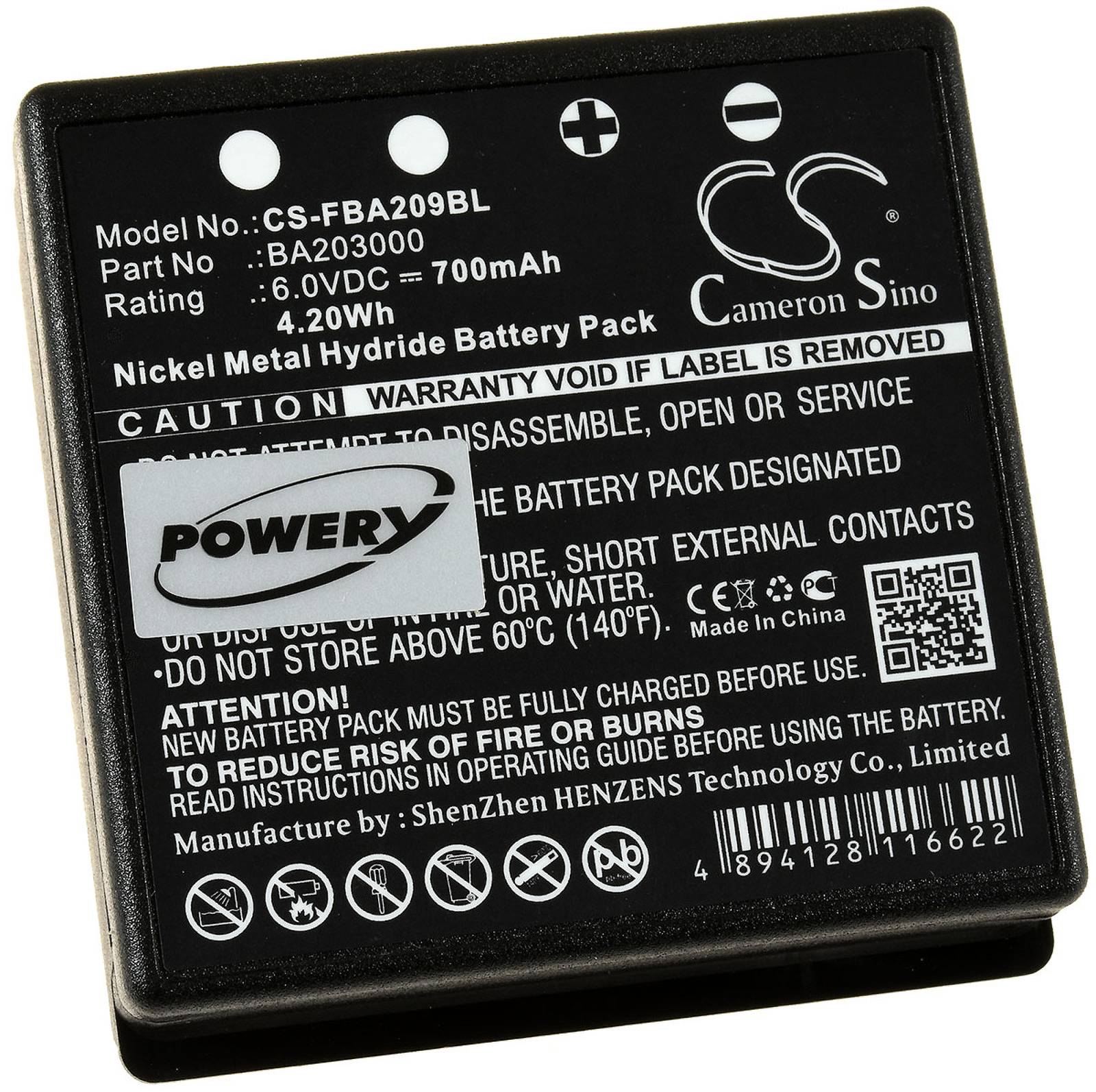 Powery Akku für HBC Typ BA209062, 6V, NiMH