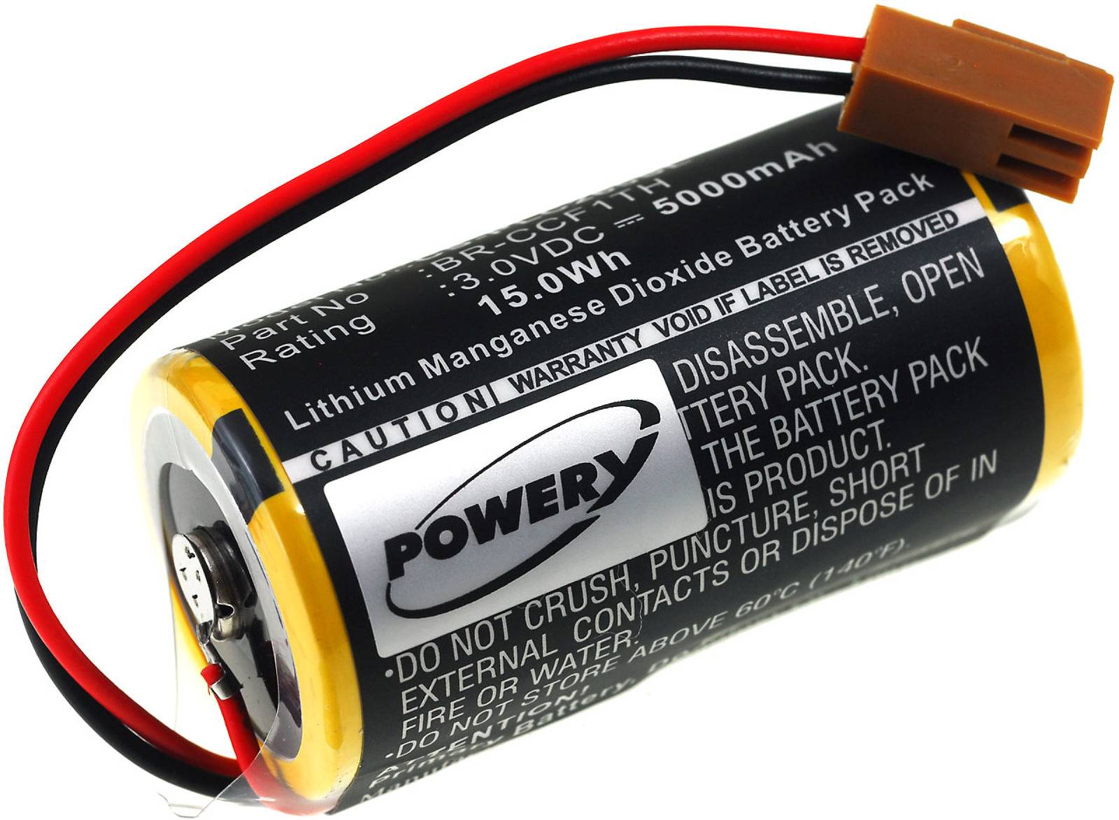 Powery SPS-Lithiumbatterie für Panasonic Typ BR-C, 3V, Lithium-Mangandioxid