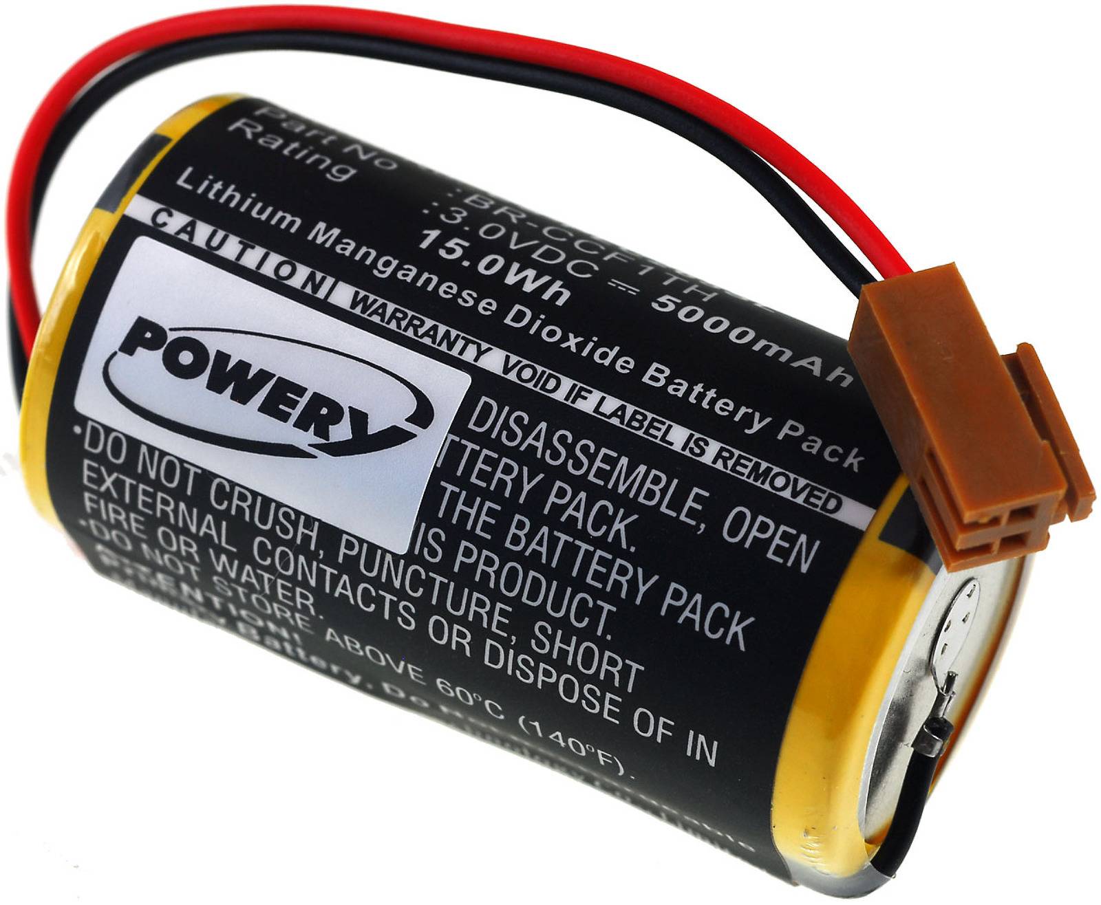 Powery SPS-Lithiumbatterie für Panasonic Typ BR-C, 3V, Lithium-Mangandioxid