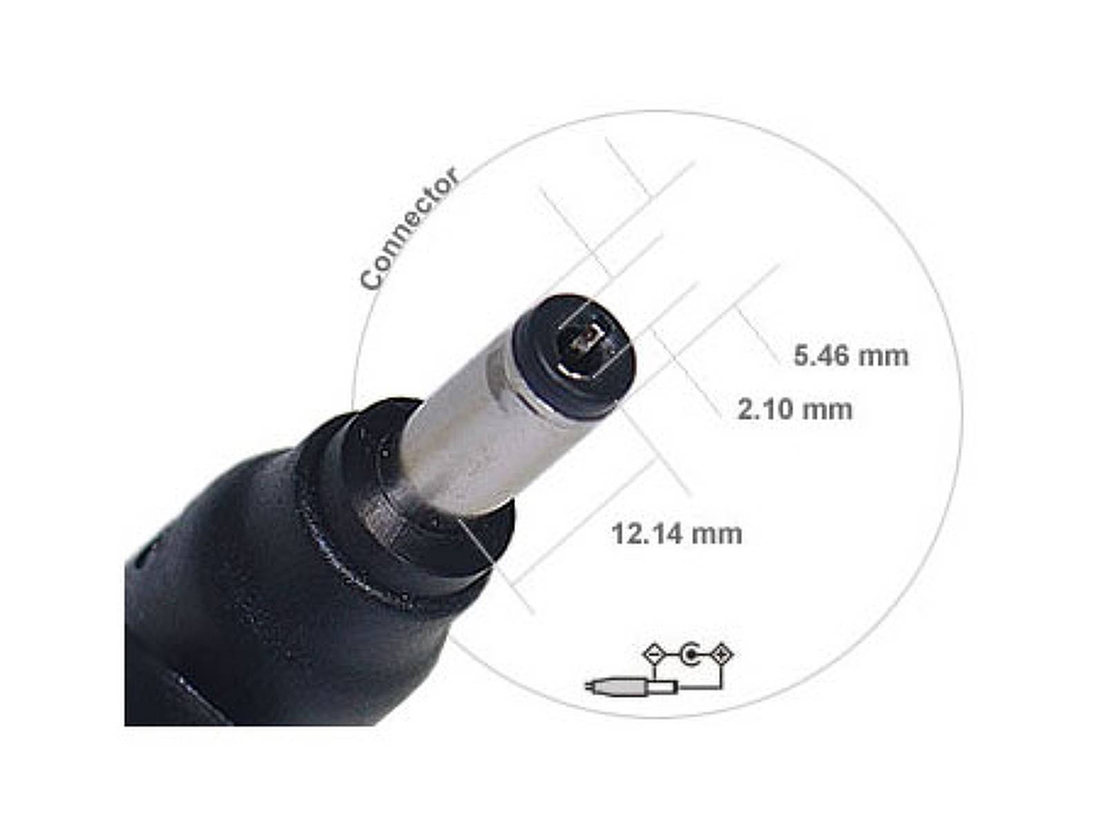 Powery Notebook-Netzteil 19V 65W mit Stecker 5,5mm x 2,1mm x 12,1mm, 19V