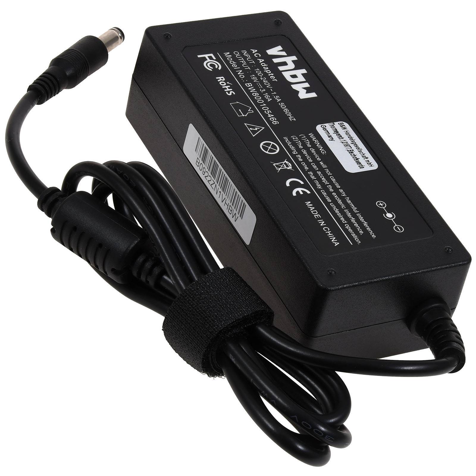 Powery Notebook-Netzteil 19V 65W mit Stecker 5,5mm x 2,1mm x 12,1mm, 19V