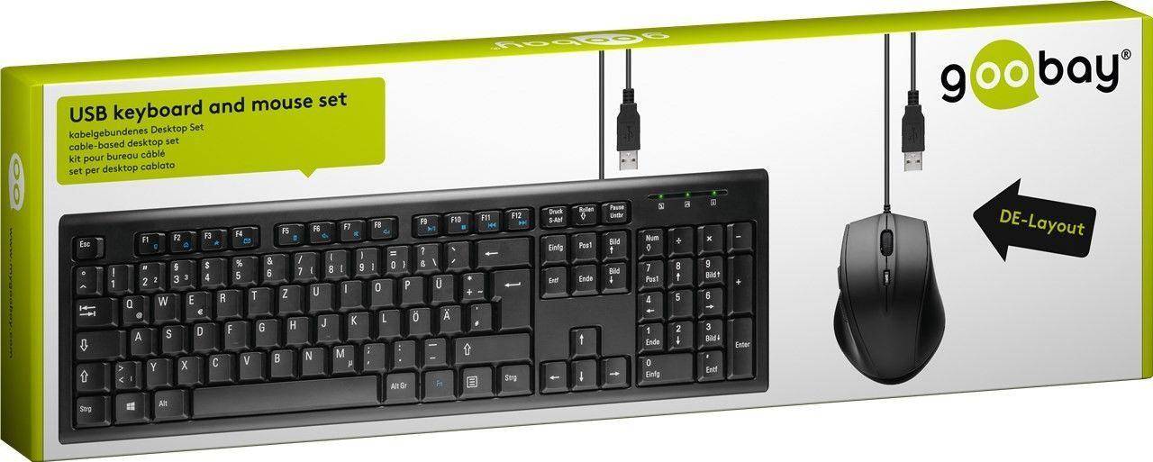 Desktop Tastatur / Maus Set mit DE Layout, kabelgebunden, schwarz
