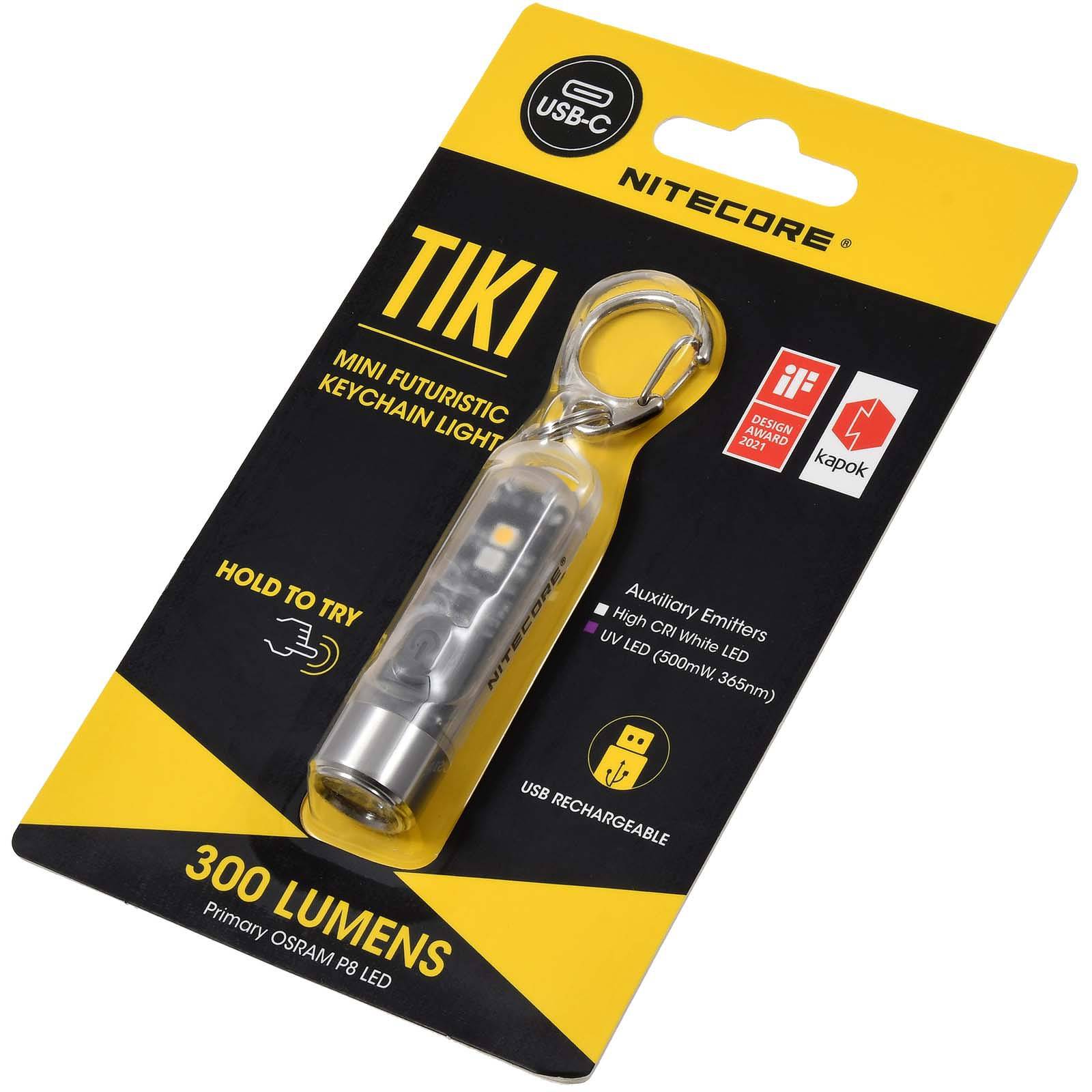 Schlüsselanhänger-Taschenlampe Nitecore TIKI - 300 Lumen mit USB-C, Li-Ion